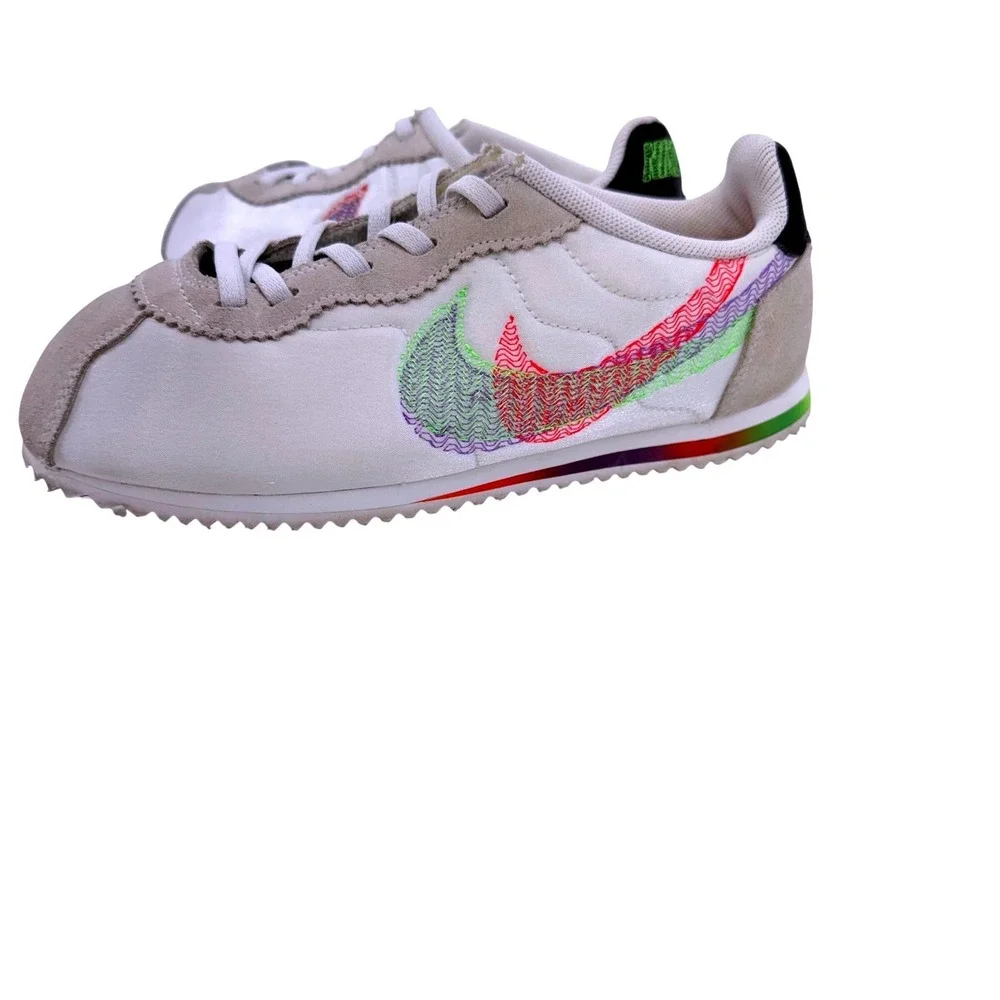 Nike Cortez Be True Rainbow Swoosh White Retro Y2K Sneakers Youth 2.5Y